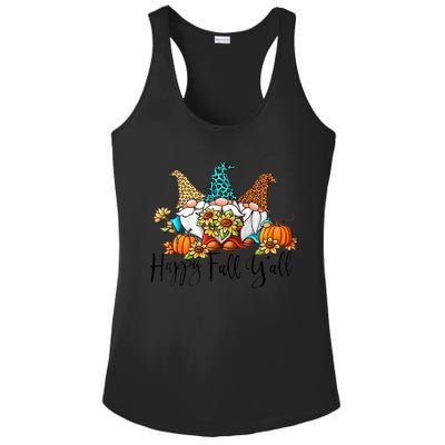 Happy Fall Y'all Gnomes Leopard Pumpkin Autumn Thanksgiving Gift Ladies PosiCharge Competitor Racerback Tank