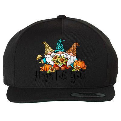 Happy Fall Y'all Gnomes Leopard Pumpkin Autumn Thanksgiving Gift Wool Snapback Cap