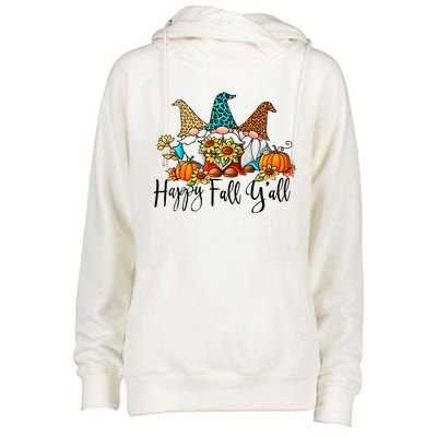 Happy Fall Y'all Gnomes Leopard Pumpkin Autumn Thanksgiving Gift Womens Funnel Neck Pullover Hood