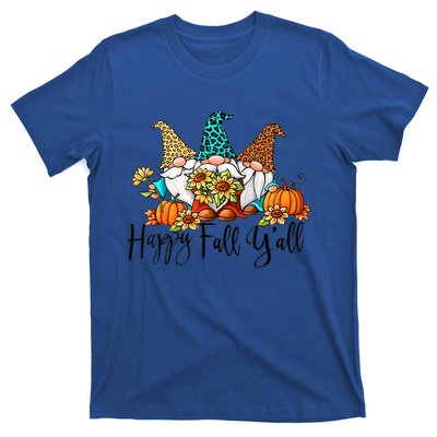 Happy Fall Y'all Gnomes Leopard Pumpkin Autumn Thanksgiving Gift T-Shirt