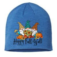 Happy Fall Y'all Gnomes Leopard Pumpkin Autumn Thanksgiving Gift Sustainable Beanie