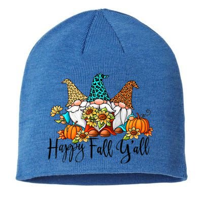 Happy Fall Y'all Gnomes Leopard Pumpkin Autumn Thanksgiving Gift Sustainable Beanie