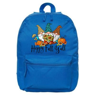 Happy Fall Y'all Gnomes Leopard Pumpkin Autumn Thanksgiving Gift 16 in Basic Backpack