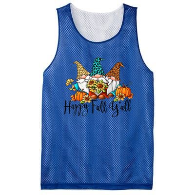 Happy Fall Y'all Gnomes Leopard Pumpkin Autumn Thanksgiving Gift Mesh Reversible Basketball Jersey Tank