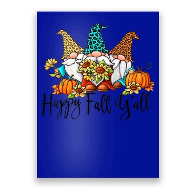 Happy Fall Y'all Gnomes Leopard Pumpkin Autumn Thanksgiving Gift Poster