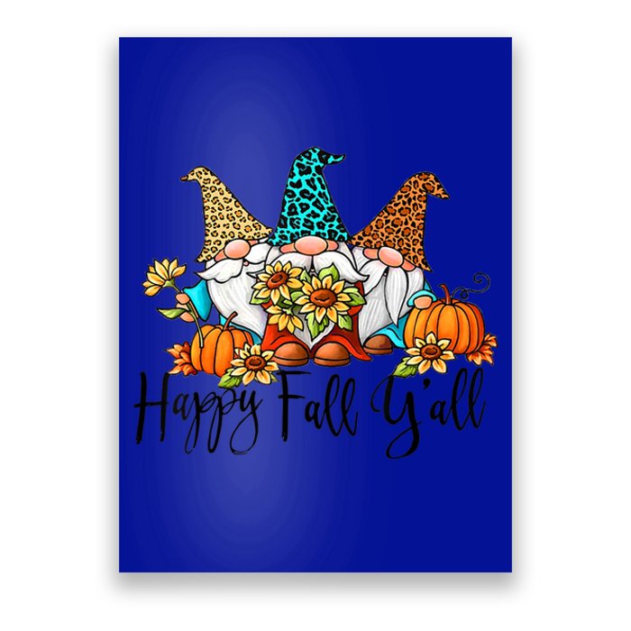 Happy Fall Y'all Gnomes Leopard Pumpkin Autumn Thanksgiving Gift Poster