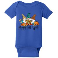 Happy Fall Y'all Gnomes Leopard Pumpkin Autumn Thanksgiving Gift Baby Bodysuit