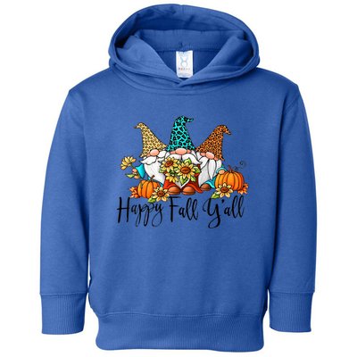 Happy Fall Y'all Gnomes Leopard Pumpkin Autumn Thanksgiving Gift Toddler Hoodie