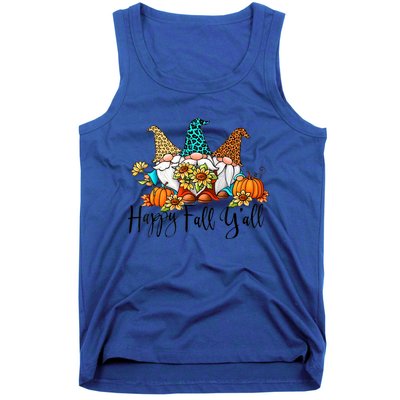 Happy Fall Y'all Gnomes Leopard Pumpkin Autumn Thanksgiving Gift Tank Top