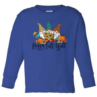 Happy Fall Y'all Gnomes Leopard Pumpkin Autumn Thanksgiving Gift Toddler Long Sleeve Shirt