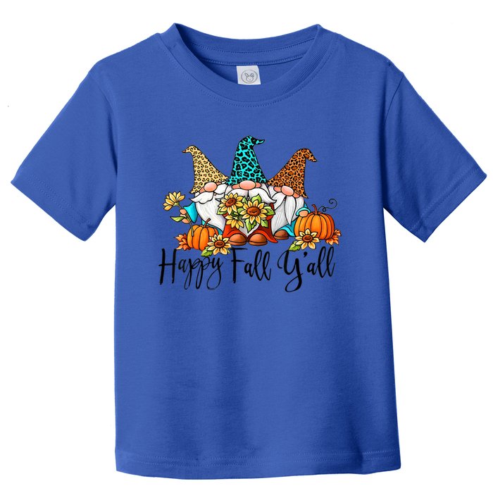 Happy Fall Y'all Gnomes Leopard Pumpkin Autumn Thanksgiving Gift Toddler T-Shirt