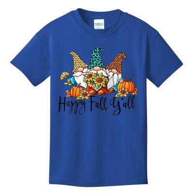 Happy Fall Y'all Gnomes Leopard Pumpkin Autumn Thanksgiving Gift Kids T-Shirt