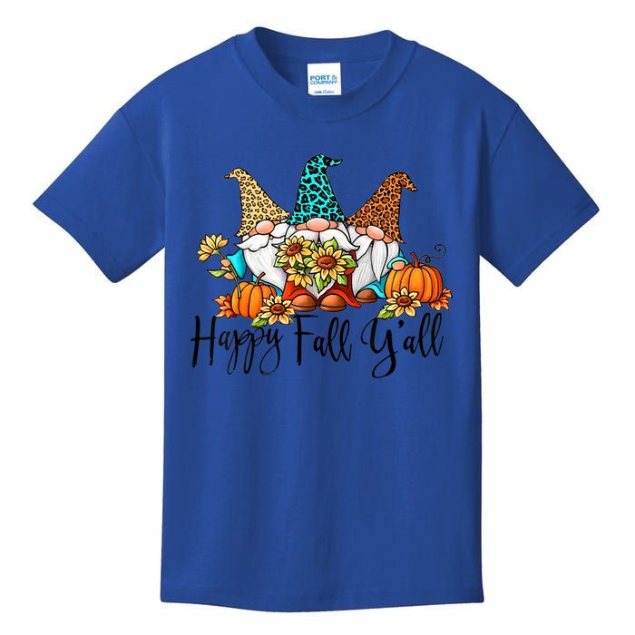 Happy Fall Y'all Gnomes Leopard Pumpkin Autumn Thanksgiving Gift Kids T-Shirt