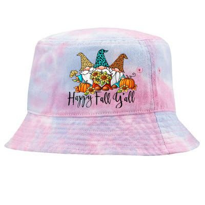 Happy Fall Y'all Gnomes Leopard Pumpkin Autumn Thanksgiving Gift Tie-Dyed Bucket Hat