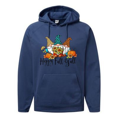 Happy Fall Y'all Gnomes Leopard Pumpkin Autumn Thanksgiving Gift Performance Fleece Hoodie