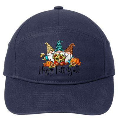 Happy Fall Y'all Gnomes Leopard Pumpkin Autumn Thanksgiving Gift 7-Panel Snapback Hat