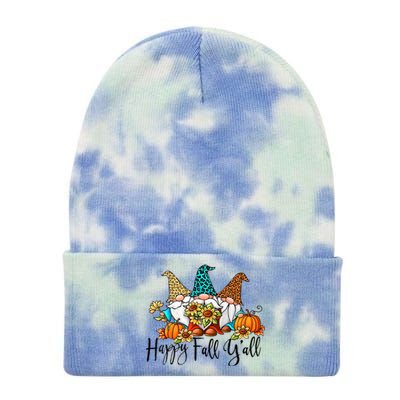 Happy Fall Y'all Gnomes Leopard Pumpkin Autumn Thanksgiving Gift Tie Dye 12in Knit Beanie