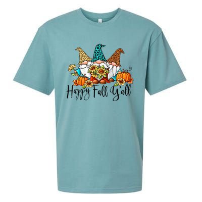 Happy Fall Y'all Gnomes Leopard Pumpkin Autumn Thanksgiving Gift Sueded Cloud Jersey T-Shirt