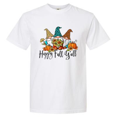 Happy Fall Y'all Gnomes Leopard Pumpkin Autumn Thanksgiving Gift Garment-Dyed Heavyweight T-Shirt