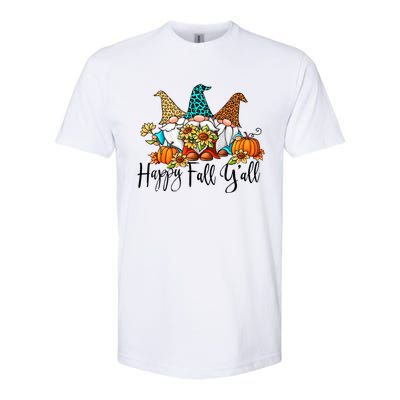 Happy Fall Y'all Gnomes Leopard Pumpkin Autumn Thanksgiving Gift Softstyle CVC T-Shirt