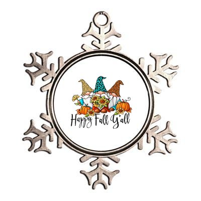 Happy Fall Y'all Gnomes Leopard Pumpkin Autumn Thanksgiving Gift Metallic Star Ornament