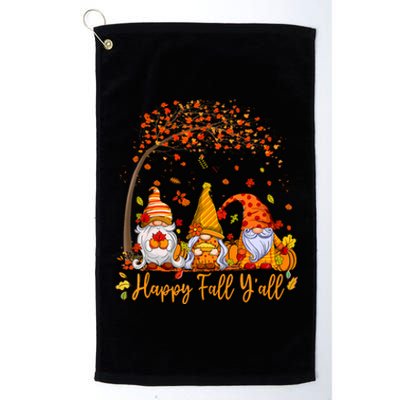 Happy Fall YAll Gnome Pumpkin Autumn Leaves Thanksgiving Platinum Collection Golf Towel