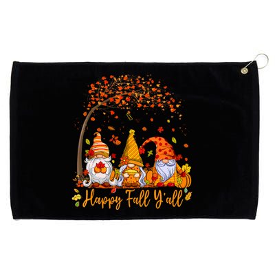 Happy Fall YAll Gnome Pumpkin Autumn Leaves Thanksgiving Grommeted Golf Towel