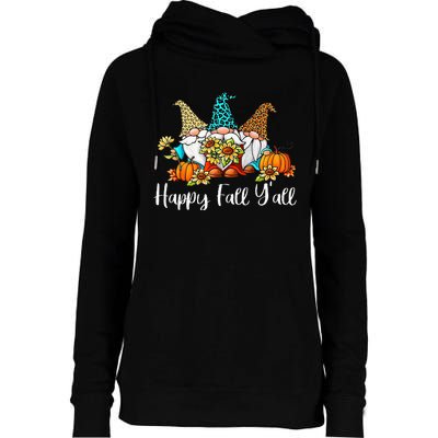 Happy Fall Yall Gnome Leopard Pumpkin Autumn Gnomes Womens Funnel Neck Pullover Hood