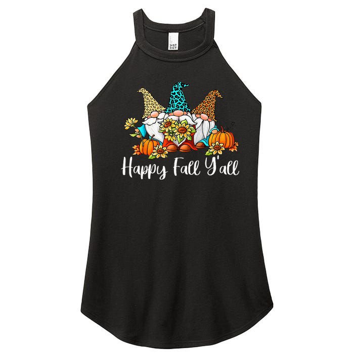 Happy Fall Yall Gnome Leopard Pumpkin Autumn Gnomes Women’s Perfect Tri Rocker Tank