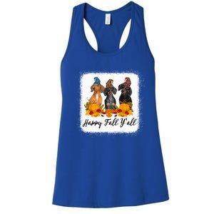 Happy Fall Y'all Dental Dentist Squad Plaid Leopard Autumn Gift Women's Racerback Tank