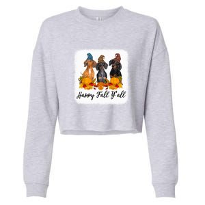 Happy Fall Y'all Dental Dentist Squad Plaid Leopard Autumn Gift Cropped Pullover Crew