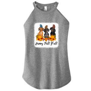 Happy Fall Y'all Dental Dentist Squad Plaid Leopard Autumn Gift Women's Perfect Tri Rocker Tank