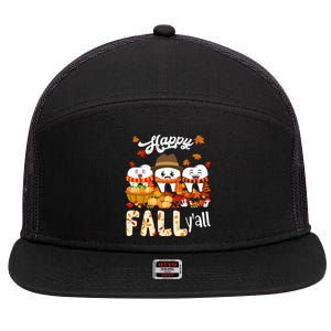 Happy Fall Y'all Thanksgiving Dental Dentist Squad Tooth Funny Gift 7 Panel Mesh Trucker Snapback Hat