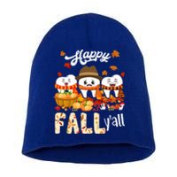 Happy Fall Y'all Thanksgiving Dental Dentist Squad Tooth Funny Gift Short Acrylic Beanie