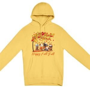 Happy Fall YAll Pumpkin Spice Fall Pug Halloween Dog Lovers Gift Premium Pullover Hoodie