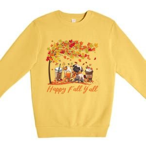 Happy Fall YAll Pumpkin Spice Fall Pug Halloween Dog Lovers Gift Premium Crewneck Sweatshirt