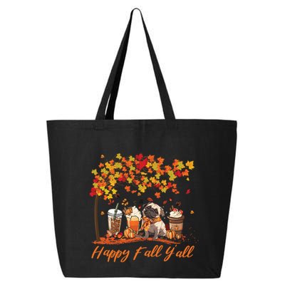 Happy Fall YAll Pumpkin Spice Fall Pug Halloween Dog Lovers Gift 25L Jumbo Tote