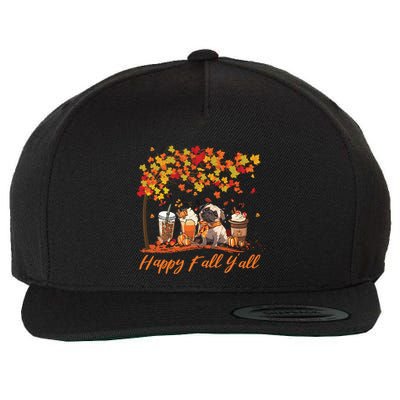 Happy Fall YAll Pumpkin Spice Fall Pug Halloween Dog Lovers Gift Wool Snapback Cap