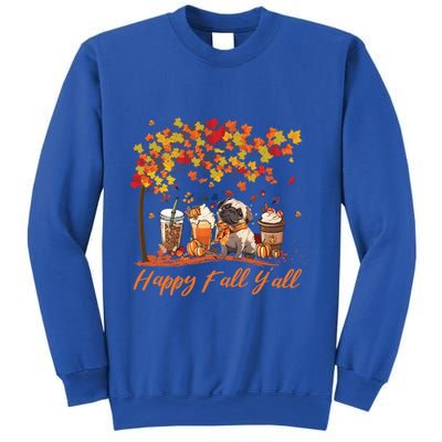 Happy Fall YAll Pumpkin Spice Fall Pug Halloween Dog Lovers Gift Sweatshirt