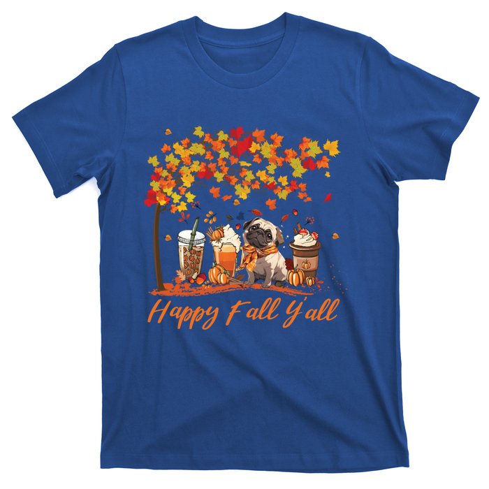 Happy Fall YAll Pumpkin Spice Fall Pug Halloween Dog Lovers Gift T-Shirt