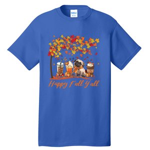 Happy Fall YAll Pumpkin Spice Fall Pug Halloween Dog Lovers Gift Tall T-Shirt