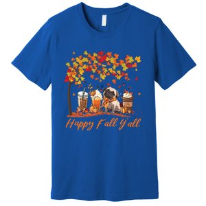 Happy Fall YAll Pumpkin Spice Fall Pug Halloween Dog Lovers Gift Premium T-Shirt