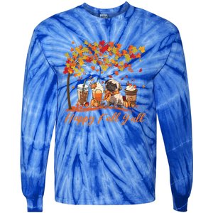 Happy Fall YAll Pumpkin Spice Fall Pug Halloween Dog Lovers Gift Tie-Dye Long Sleeve Shirt