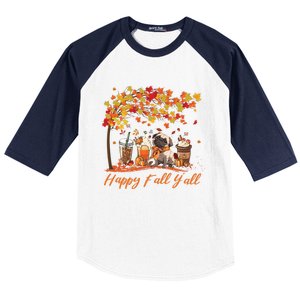 Happy Fall YAll Pumpkin Spice Fall Pug Halloween Dog Lovers Gift Baseball Sleeve Shirt