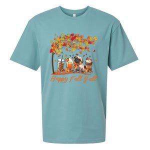 Happy Fall YAll Pumpkin Spice Fall Pug Halloween Dog Lovers Gift Sueded Cloud Jersey T-Shirt