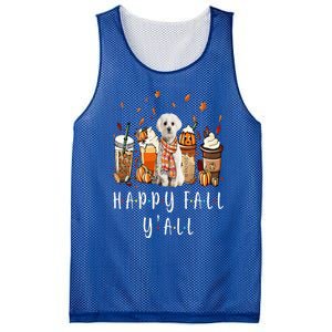 Happy Fall Y'all Maltese Dog Coffee Pumpkin Fall Autumn Mesh Reversible Basketball Jersey Tank