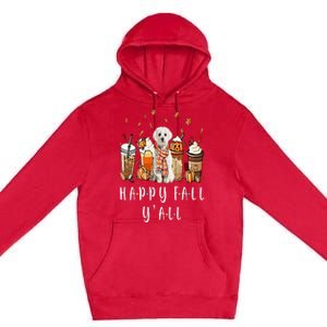 Happy Fall Y'all Maltese Dog Coffee Pumpkin Fall Autumn Premium Pullover Hoodie