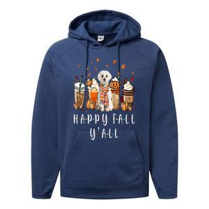 Happy Fall Y'all Maltese Dog Coffee Pumpkin Fall Autumn Performance Fleece Hoodie