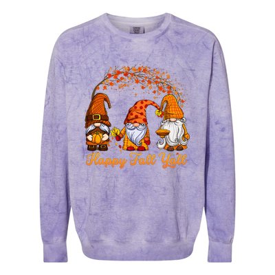 Happy Fall YAll Autumn Thanksgiving Fall Season Gnome Colorblast Crewneck Sweatshirt