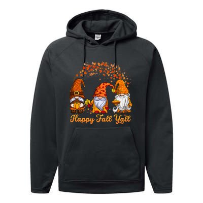 Happy Fall YAll Autumn Thanksgiving Fall Season Gnome Performance Fleece Hoodie